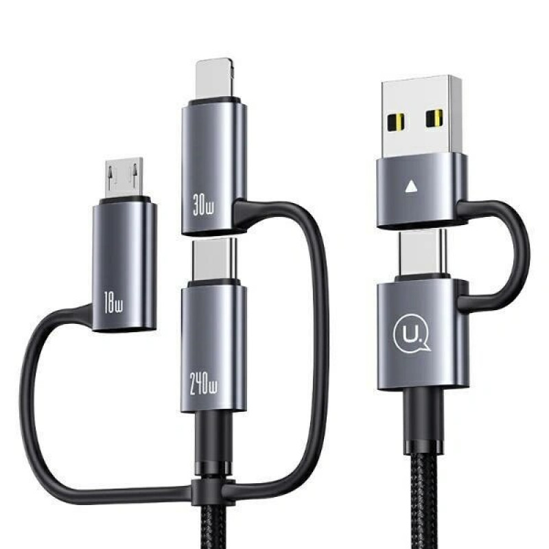 USAMS Sufeng Series SJ737 6-in-1 laadimis- ja andmekaabel, 240W, digitaalne ekraan, alumiiniumsulam, 1,2 m