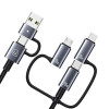 USAMS Sufeng Series SJ737 6-in-1 laadimis- ja andmekaabel, 240W, digitaalne ekraan, alumiiniumsulam, 1,2 m