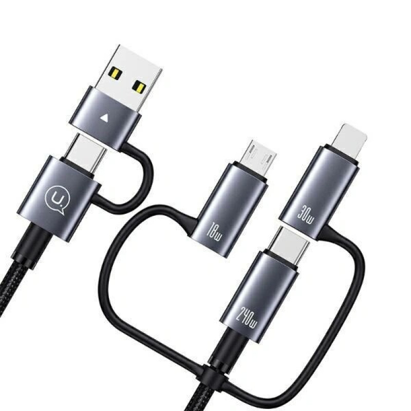 USAMS Sufeng Series SJ737 6-in-1 laadimis- ja andmekaabel, 240W, digitaalne ekraan, alumiiniumsulam, 1,2 m