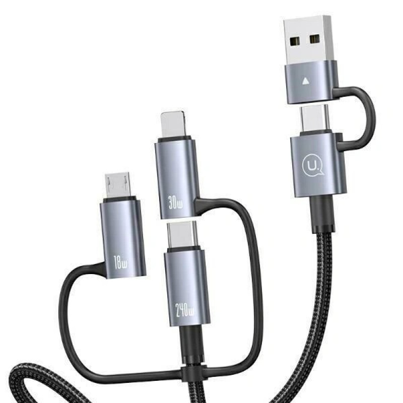 USAMS Sufeng Series SJ737 6-in-1 laadimis- ja andmekaabel, 240W, digitaalne ekraan, alumiiniumsulam, 1,2 m