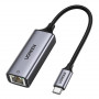 Ugreen CM199 USB-C - RJ45 gigabitise Etherneti võrguadapter, 1000 Mbps, hall