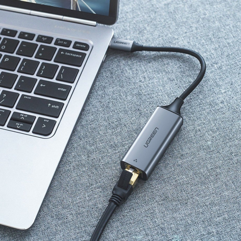 Ugreen CM199 USB-C - RJ45 gigabitise Etherneti võrguadapter, 1000 Mbps, hall