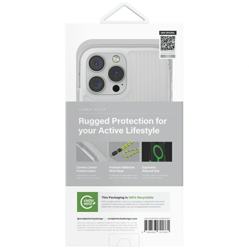 UNIQ Combat Active kaitseümbris Apple iPhone 16 Pro Max-le, Magclick laadimine, lume white