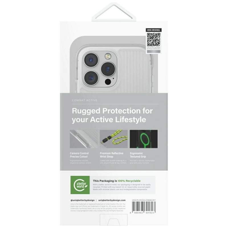 UNIQ Combat Active kaitseümbris Apple iPhone 16 Pro jaoks, Magclick laadimine, lume white