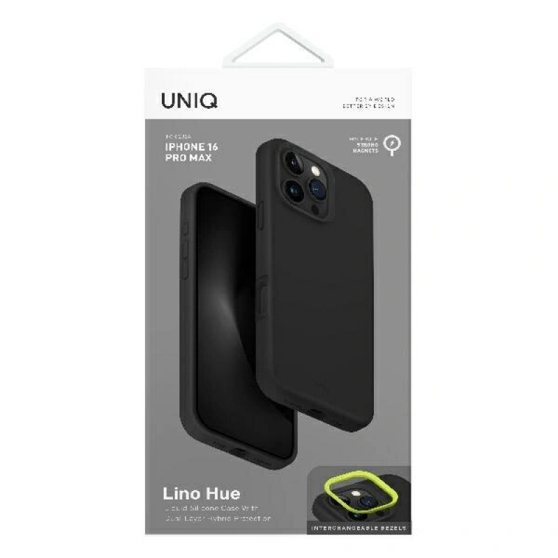 UNIQ Lino Hue ümbris Apple iPhone 16 Pro jaoks, Magclick laadimine, söemust