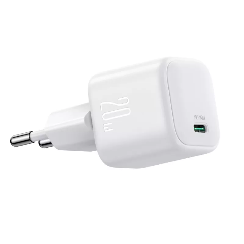 Joyroom TCG08 (JR-TCG08) GaN reisilaadija, USB-C, 20W, PD 3.0, QC 3.0, valge