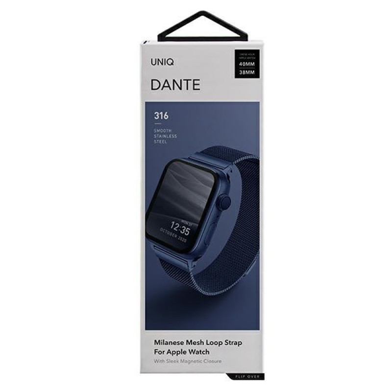 UNIQ Dante roostevabast terasest rihm Apple Watch 4/5/6/7/SE 40/41 mm jaoks, marine blue