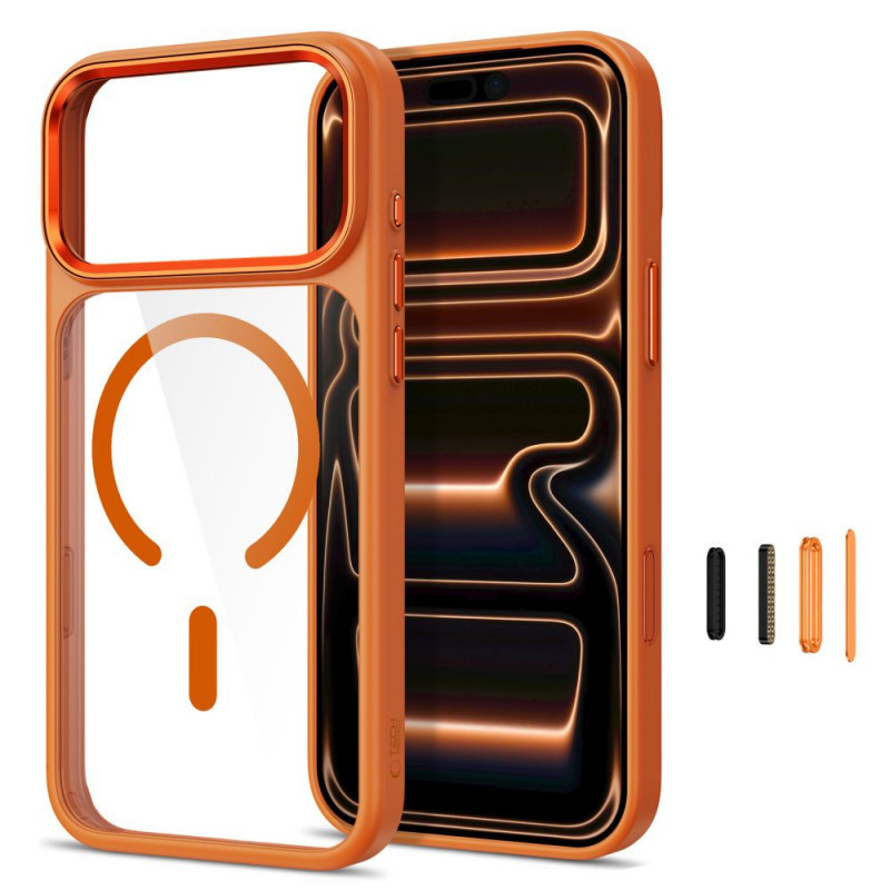 Tech-Protect Magmat MagSafe CC ümbris Apple iPhone 17 Pro / 18 Pro jaoks, Cosmic Orange / läbipaistev
