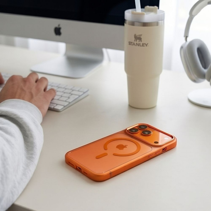 Tech-Protect Magmat MagSafe CC ümbris Apple iPhone 17 Pro / 18 Pro jaoks, Cosmic Orange / läbipaistev