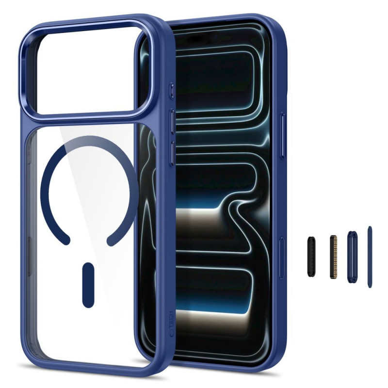 Tech-Protect Magmat MagSafe CC ümbris Apple iPhone 17 Pro / 18 Pro jaoks, Deep Blue / läbipaistev