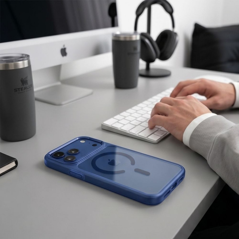 Tech-Protect Magmat MagSafe CC ümbris Apple iPhone 17 Pro / 18 Pro jaoks, Deep Blue / läbipaistev
