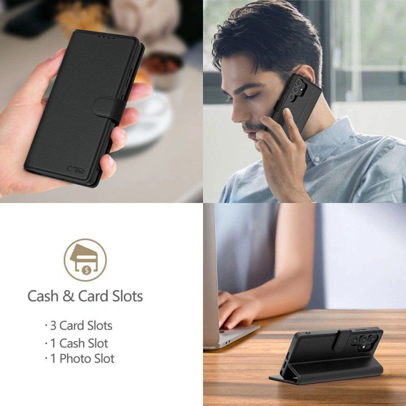 Tech-Protect rahakotikott Apple iPhone 17e / 16e jaoks, mattmust