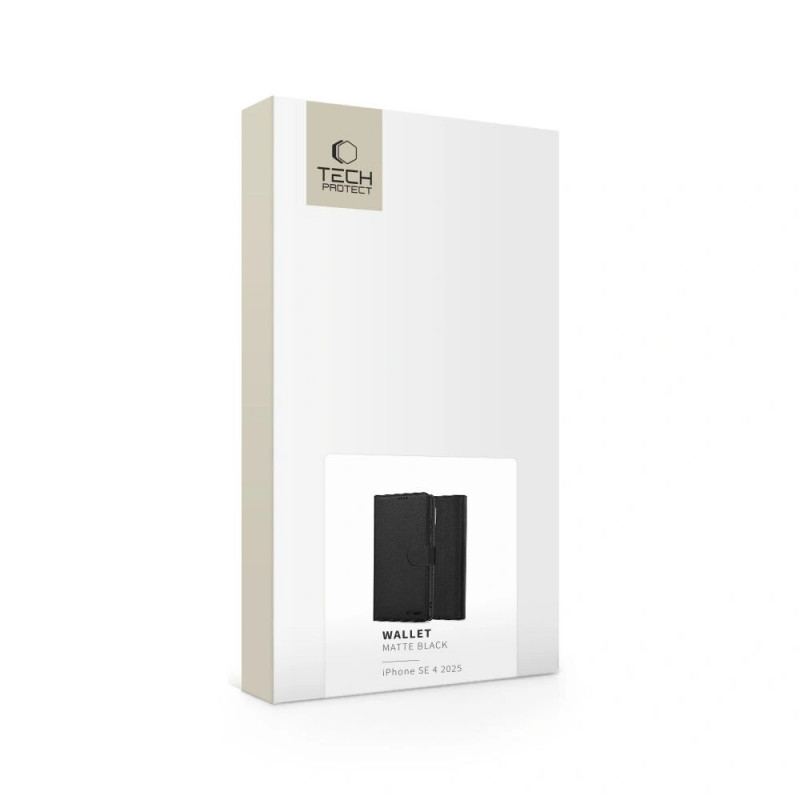 Tech-Protect rahakotikott Apple iPhone 17e / 16e jaoks, mattmust