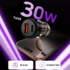 Tech-Protect CC03 2-pordiline autolaadija USB-A / USB-C, PD 30W / QC 3.0, must
