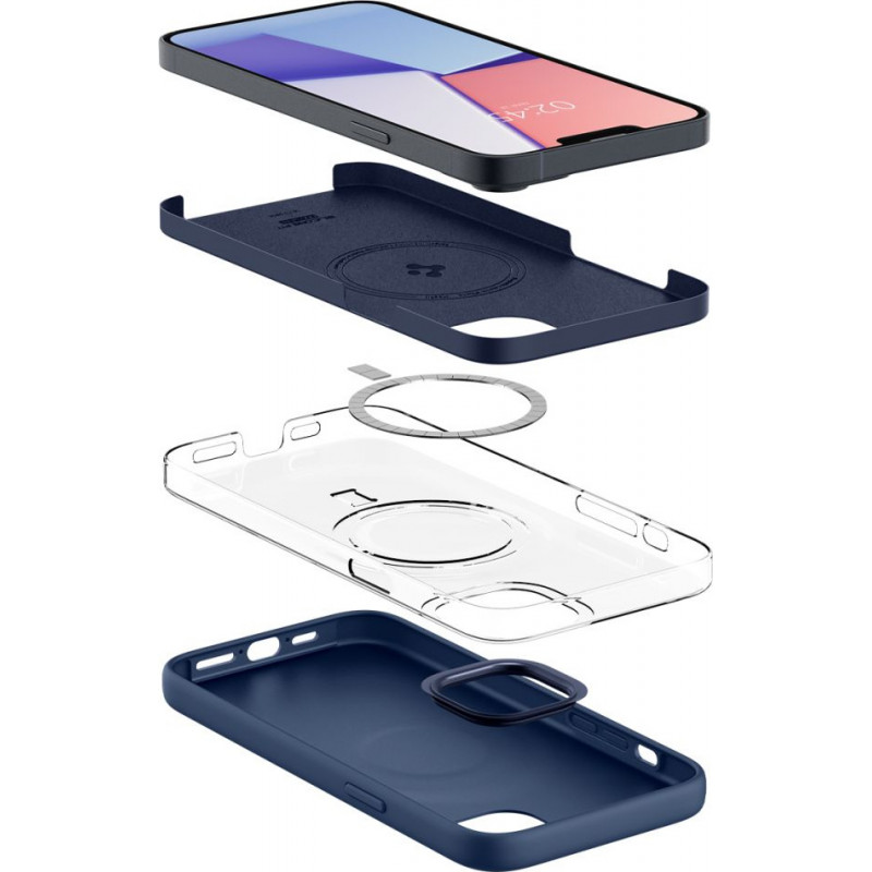 Spigen Silicone Fit Mag (ACS04921) MagSafe'i ümbris Apple iPhone 14 Plus / 15 Plus jaoks, tumesinine