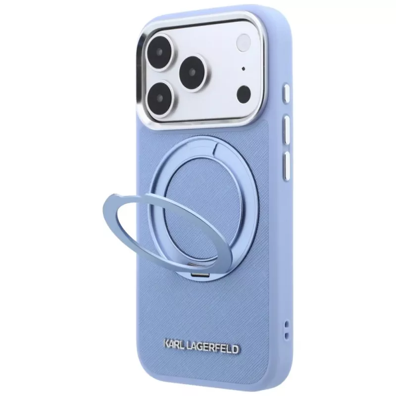 Karl Lagerfeld Ring Stand 360 Saffiano Classic Logo MagSafe kate Apple iPhone 18 Pro / 17 Pro jaoks, helesinine (KF003175)