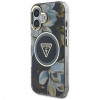 Guess Glitter Flowers Triangle Buttons MagSafe ümbris Apple iPhone 16-le, must