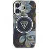 Guess Glitter Flowers Triangle Buttons MagSafe ümbris Apple iPhone 16-le, must