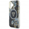 Guess Glitter Flowers Triangle Buttons MagSafe ümbris Apple iPhone 16-le, must