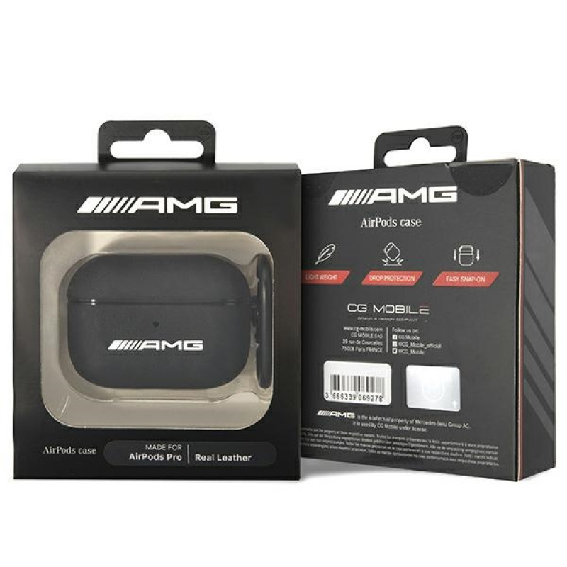 Mercedes-AMG AMAPSLWK Apple AirPods Pro ümbris AMG Leather Big Logo, must
