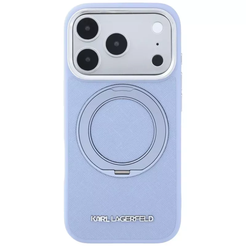 Karl Lagerfeld Ring Stand 360 Saffiano Classic Logo MagSafe kate Apple iPhone 18 Pro Max / 17 Pro Max jaoks, helesinine (KF003176)