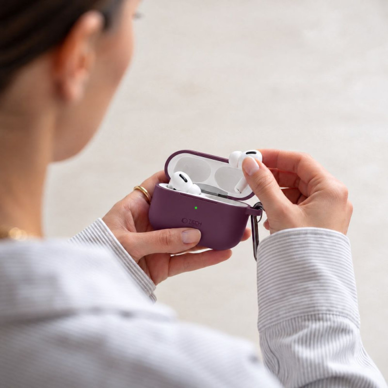 Tech-Protect Silicone Hook THP6103 Apple AirPods Pro 3 laadimiskarbi ümbris, Burgundy