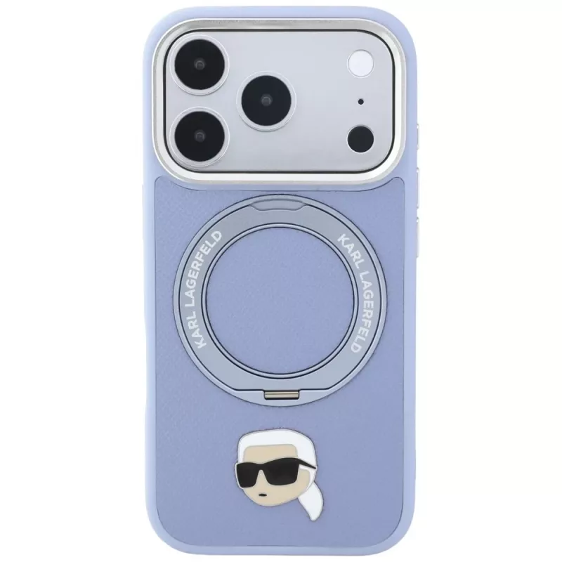 Karl Lagerfeld with Ring Stand 360 Karl Head Pin MagSafe kate Apple iPhone 18 Pro Max / 17 Pro Max jaoks, helesinine (KF003238)