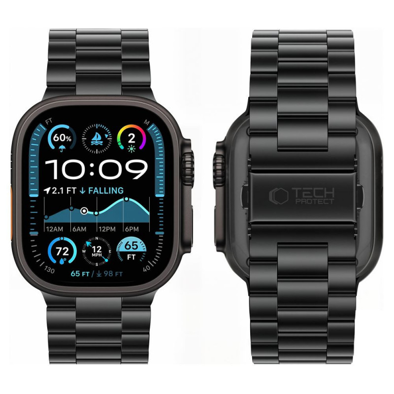 Tech-Protect Stainless THP6099 Apple Watch 8 / 9 / 10 / 11 / 12 / SE / Ultra 44/45/46/49 mm roostevabast terasest käevõru, must