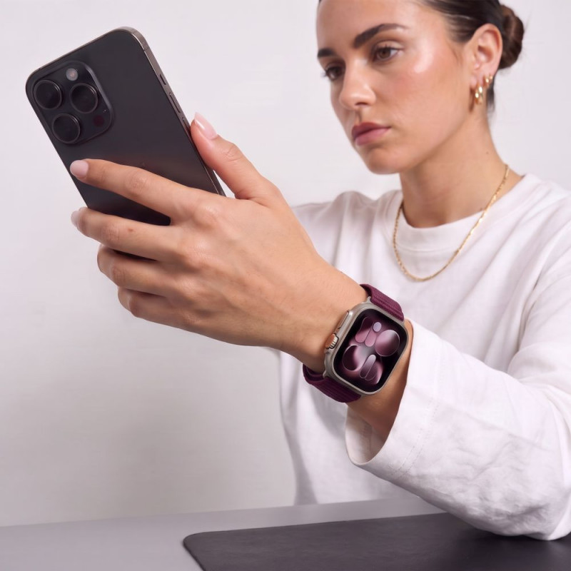Tech-Protect Nylonloop Apple Watch 8 / 9 / 10 / 11 / 12 / SE / Ultra 44/45/46/49 mm kellarihm, Deep Burgundy