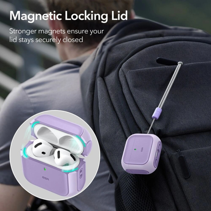 ESR Orbit HaloLock MagSafe ümbris Apple AirPods 4-le, lilla