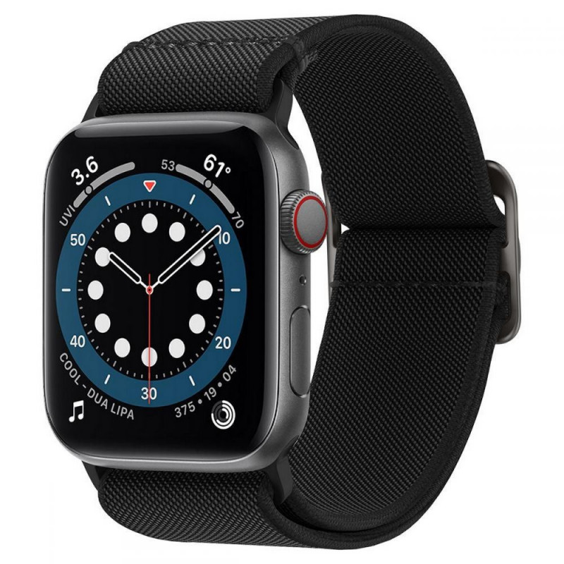 Spigen Fit Lite rihm Apple Watch 4/5/6/7/SE/8/9/Ultra 44/45/49 mm jaoks, must