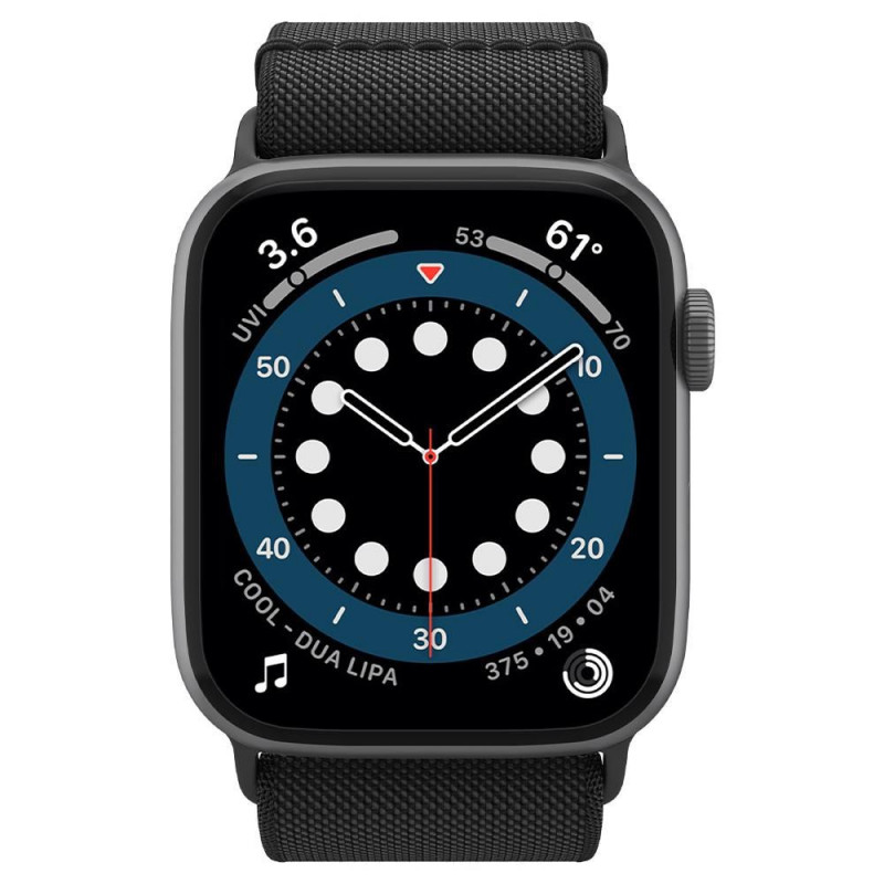 Spigen Fit Lite rihm Apple Watch 4/5/6/7/SE/8/9/Ultra 44/45/49 mm jaoks, must