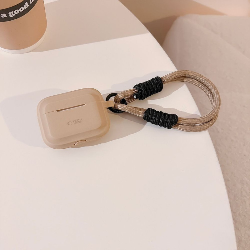 Tech-Protect silikoonist köiega ümbris Apple AirPods Pro 1 / 2 jaoks, Cafe Latte