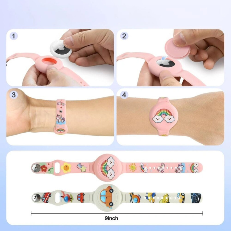 Tech-Protect Smooth Band lastele mõeldud randmepael Apple AirTag 1 / 2 jaoks, värviline (2 tk)