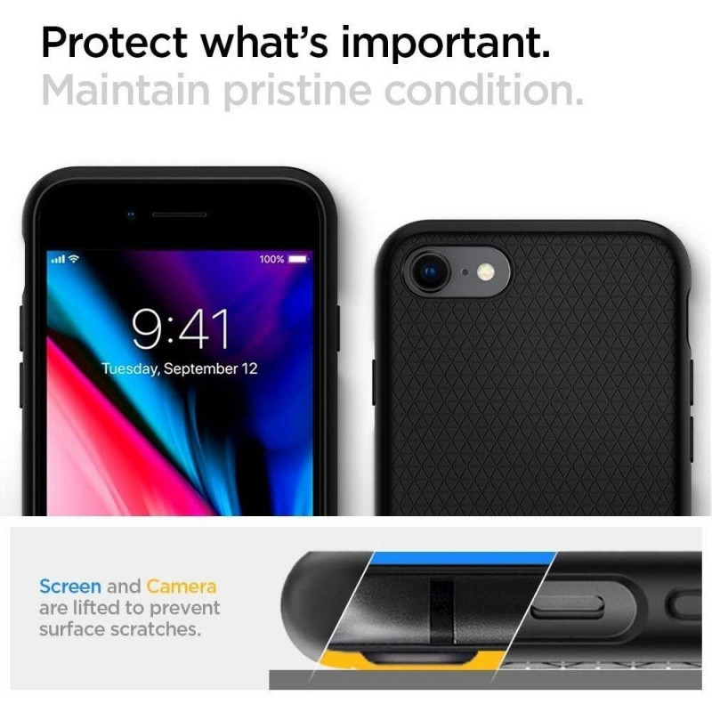 Spigen Liquid Air kaitsekott Apple iPhone SE 2022 / SE 2020 / 8 / 7 jaoks, must