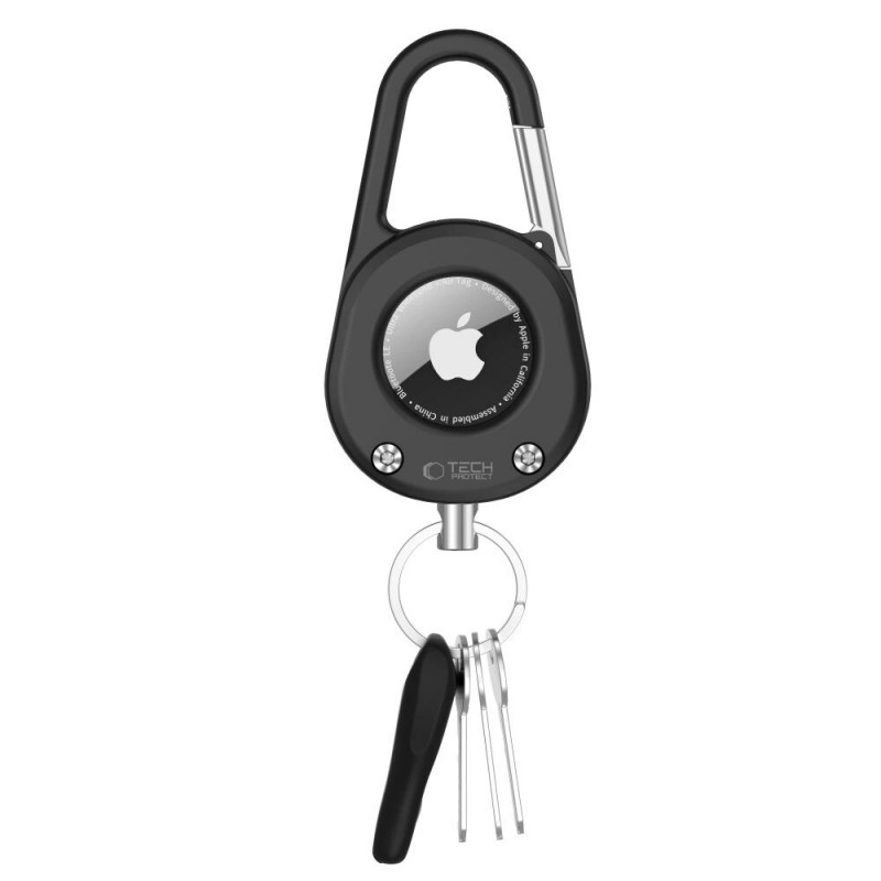 Tech-Protect Slidelock Carabiner võtmehoidja ümbris Apple AirTag 1/2 jaoks, must