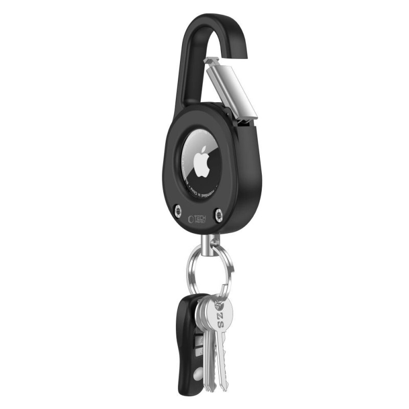 Tech-Protect Slidelock Carabiner võtmehoidja ümbris Apple AirTag 1/2 jaoks, must