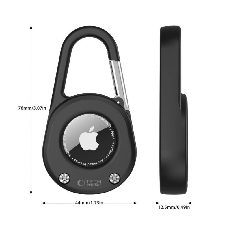 Tech-Protect Slidelock Carabiner võtmehoidja ümbris Apple AirTag 1/2 jaoks, must