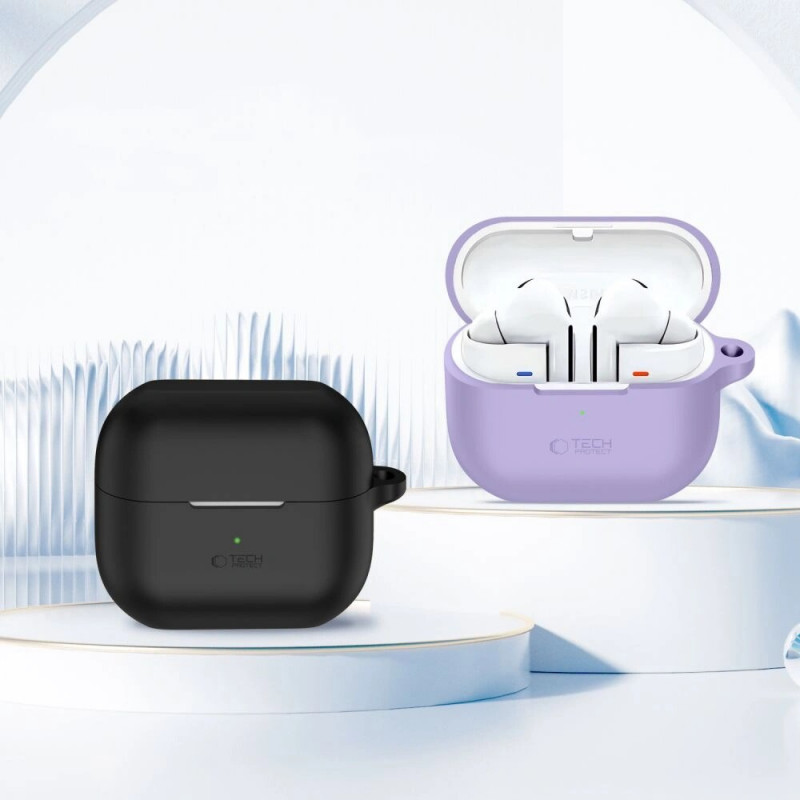 Tech-Protect silikoonkate konksuga Samsung Galaxy Buds 3 / 3 FE / 3 Pro jaoks, lavendel