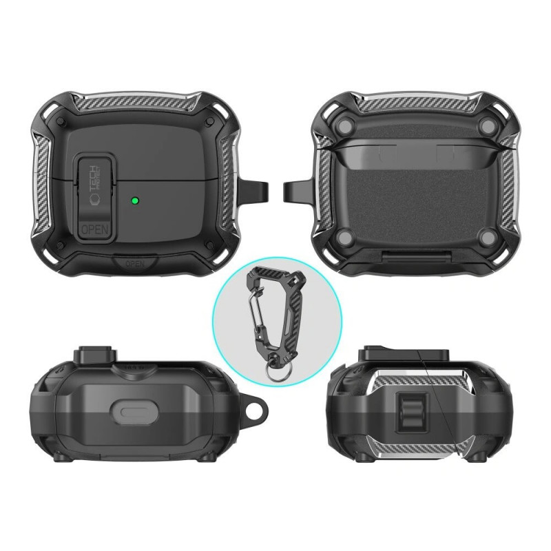 Tech-Protect Carbonox MagSafe ümbris THP4736 Samsung Galaxy Buds 3 / 3 FE / 3 Pro jaoks, must