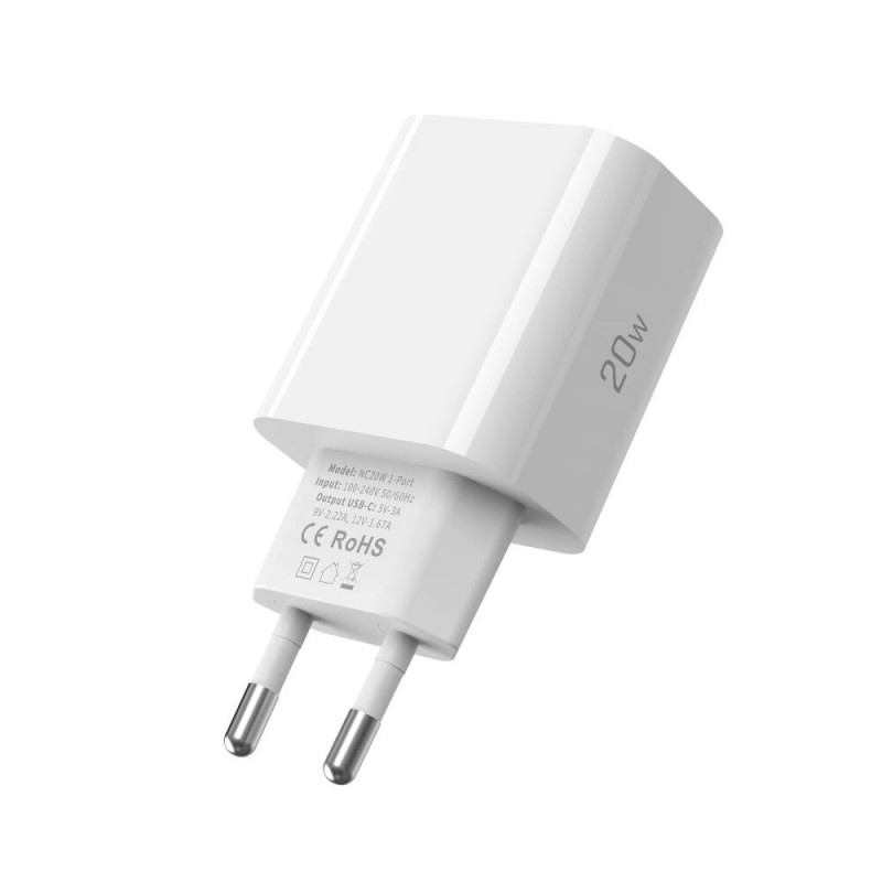 Tech-Protect NC20W 1-pordiline USB-C seinalaadija PD20W, valge
