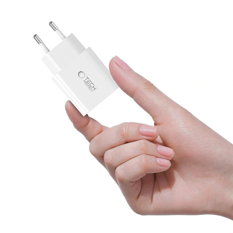 Tech-Protect NC20W 1-pordiline USB-C seinalaadija PD20W, valge
