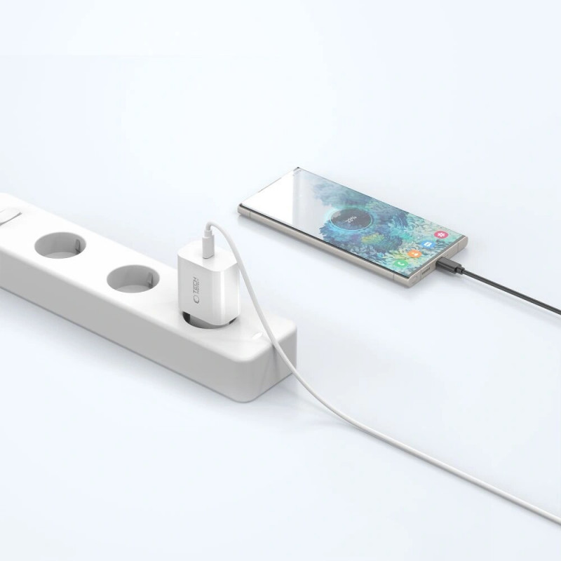 Tech-Protect NC20W 1-pordiline USB-C seinalaadija PD20W, valge