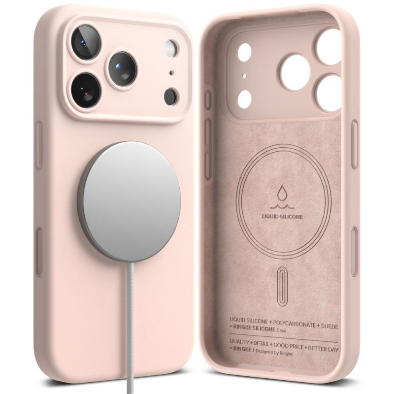 Ringke silikoonist magnetiline MagSafe ümbris Apple iPhone 18 Pro jaoks, Pink Sand