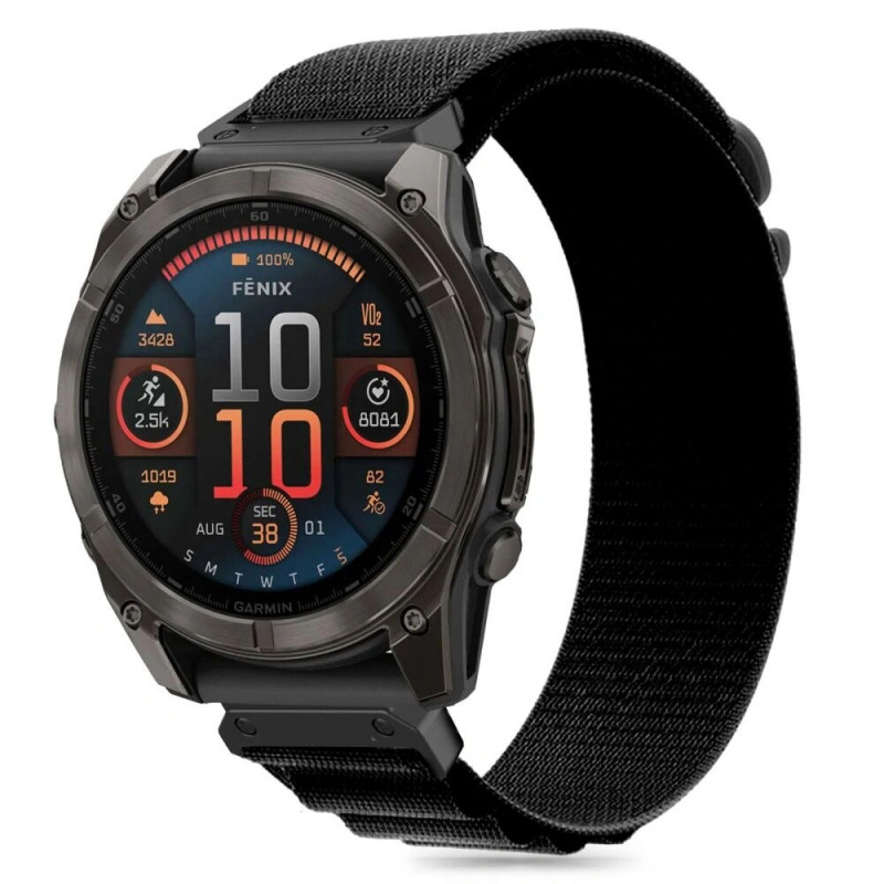 Tech-Protect Nylon Pro rihm Garmin Fenix 5 / 6 / 6 Pro / 7 / 8 (47 mm) / E jaoks, must
