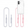 Tech-Protect FlexAir Chain MagSafe kaitsekott Apple iPhone 16-le, läbipaistev, halli ja roosa kaelarihmaga