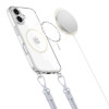 Tech-Protect FlexAir Chain MagSafe kaitsekott Apple iPhone 16-le, läbipaistev, halli ja roosa kaelarihmaga