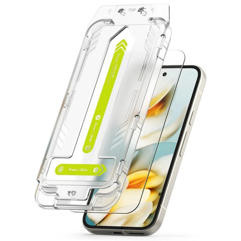 Ringke Easy Slide karastatud klaas Google Pixel 9a jaoks (2 tk), läbipaistev
