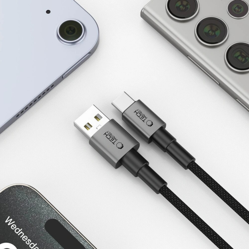 Tech-Protect Ultraboost DNA USB-A / USB-C kaabel 15W/3A 100 cm, Iron Grey