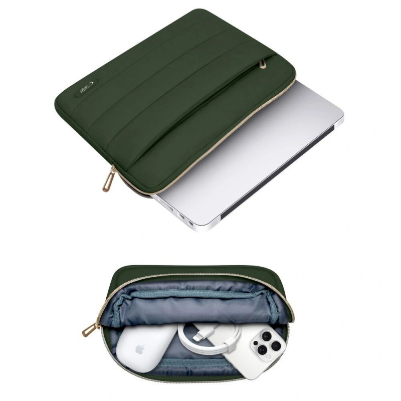 Tech-Protect Puffy sülearvuti 15-16" kott tarvikutekotiga, Army Green
